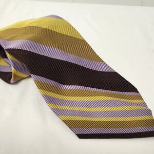 1970s neck tie gold brown lavender stripe Andhurst
